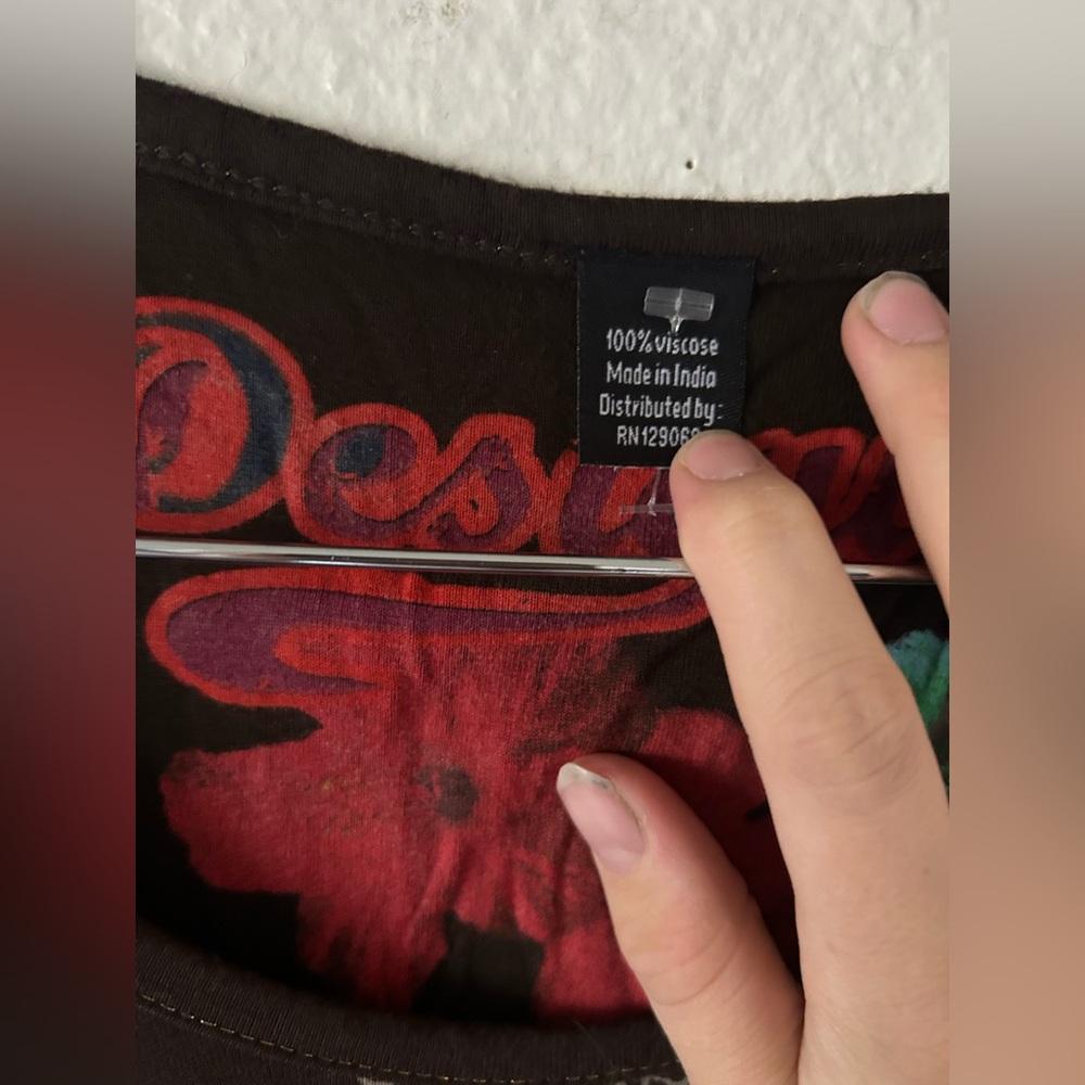 DESIGUAL Ladies Long Sleeve Scoop Neck A-line Brown TISDALE Dress XS Artsy Boho - Picture 3 of 16